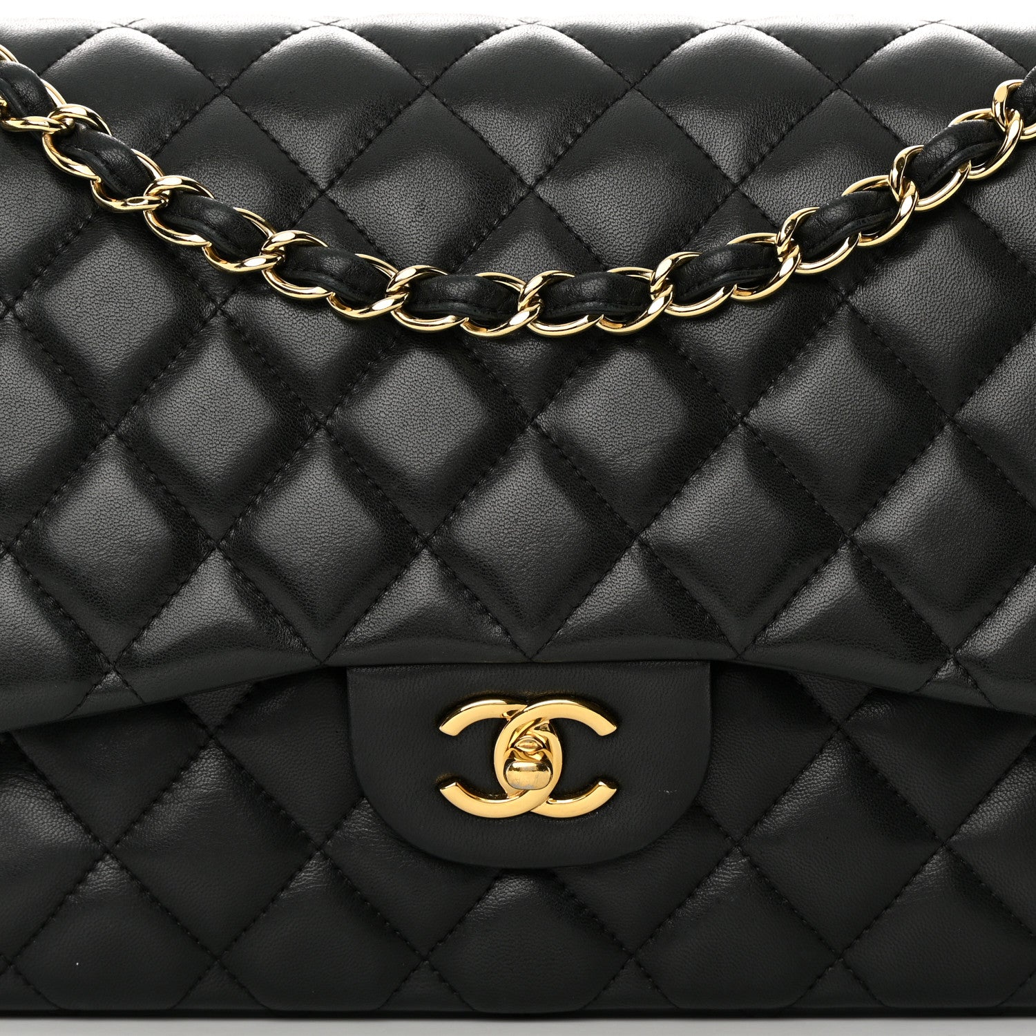 Chanel Lambskin Quilted Jumbo Double Flap Black 8 of 20