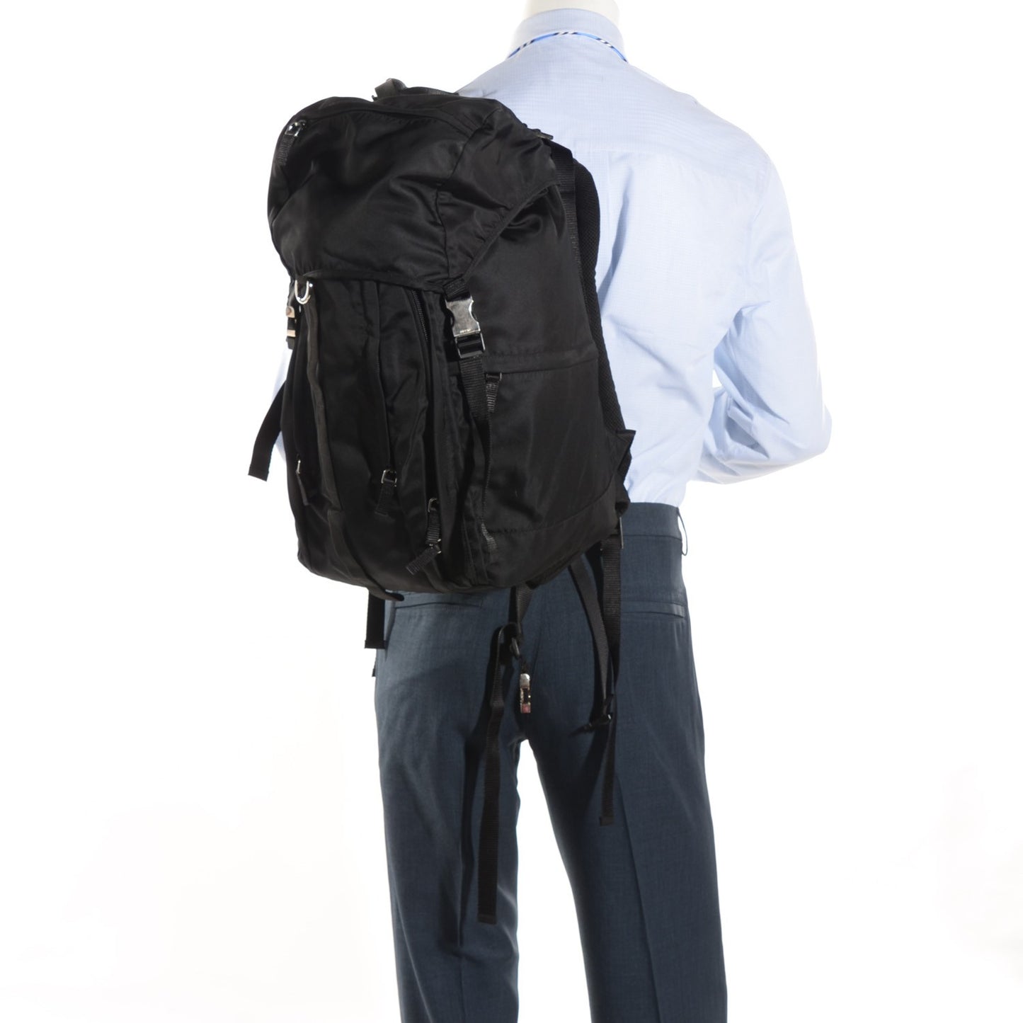 Tessuto Nylon Double Buckle Backpack Black