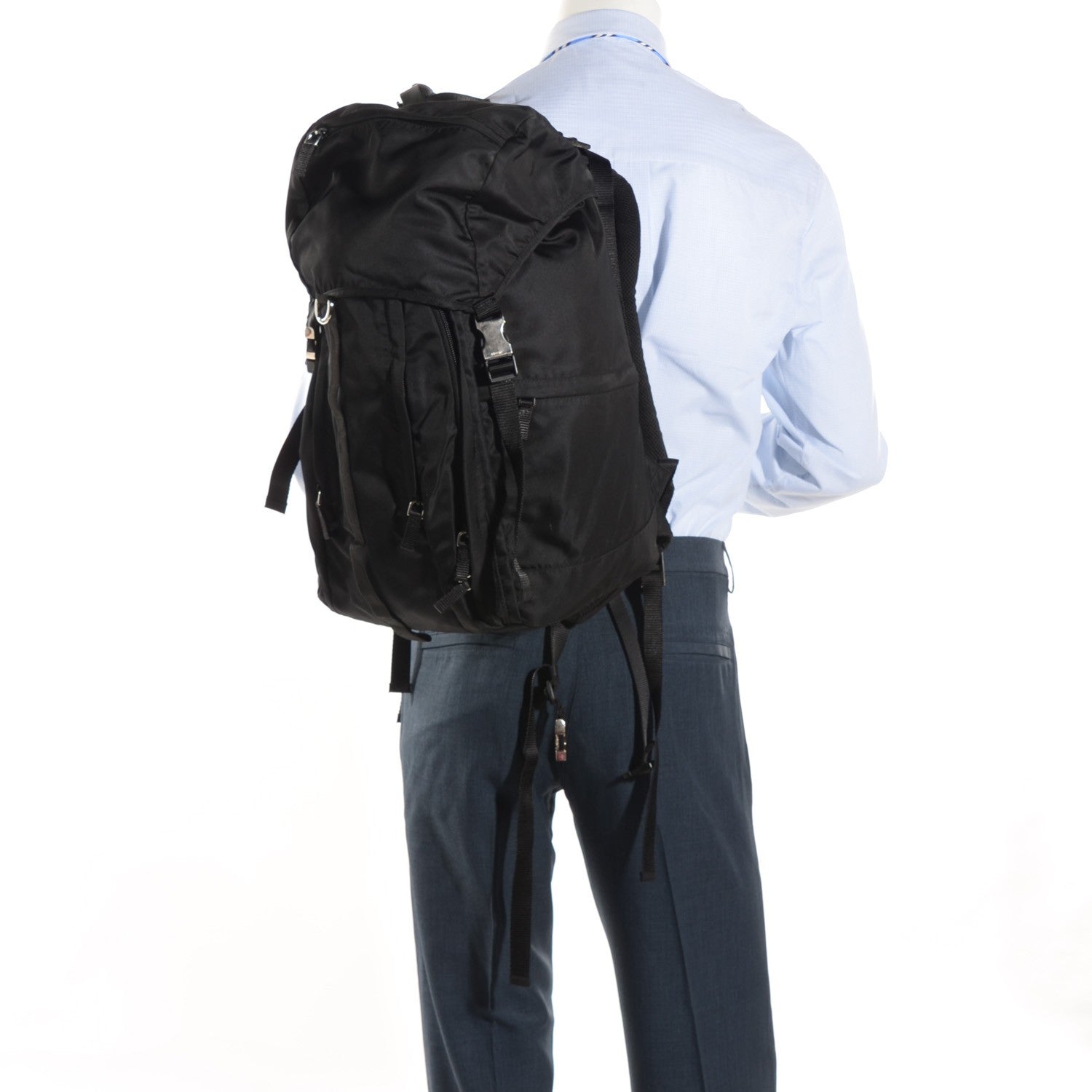 Prada Tessuto Nylon Double Buckle Backpack Black 2 of 7