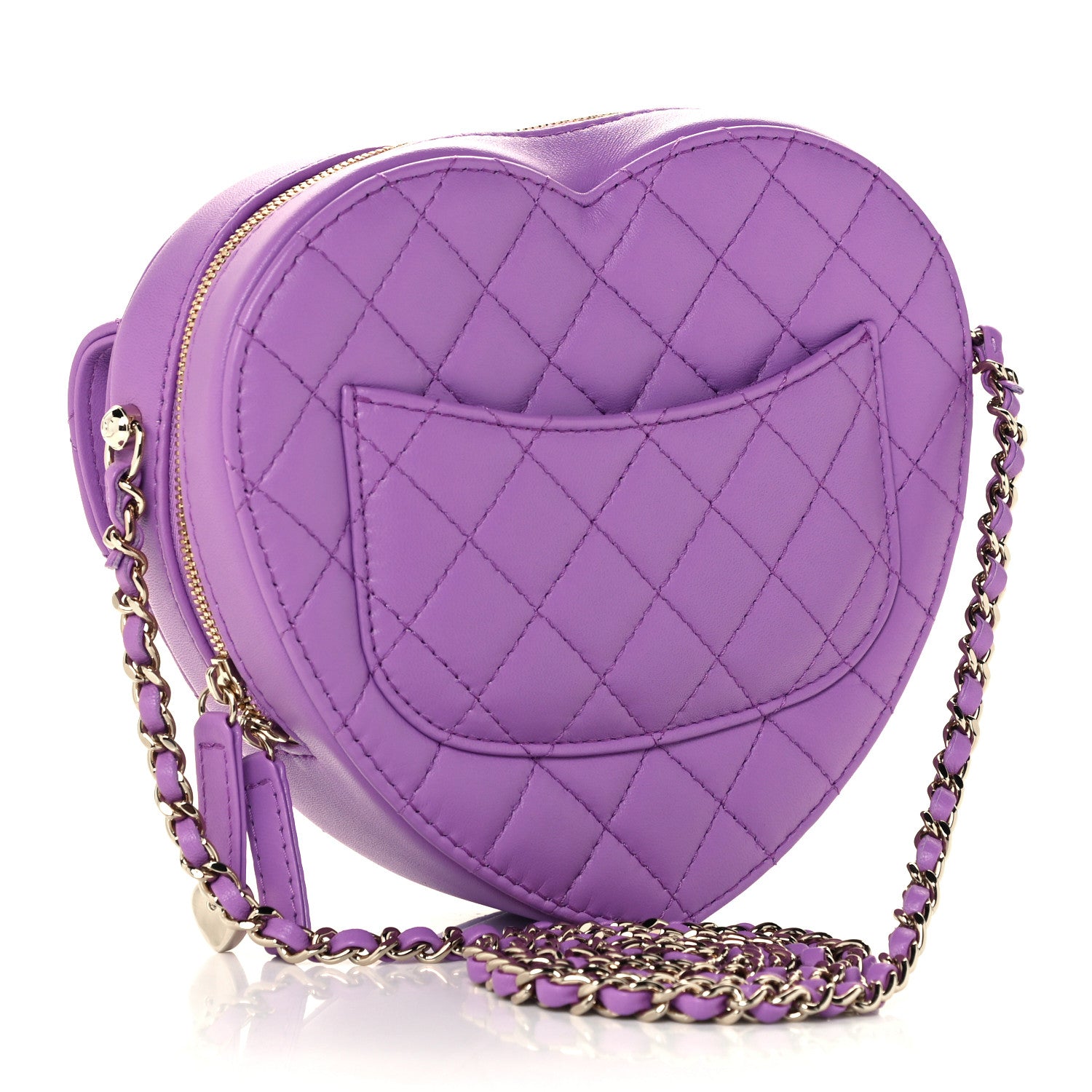 Chanel Lambskin Quilted CC In Love Heart Bag Purple 3 of 12