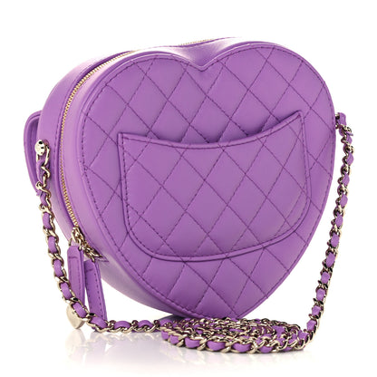 Chanel Lambskin Quilted CC In Love Heart Bag Purple 3 of 12