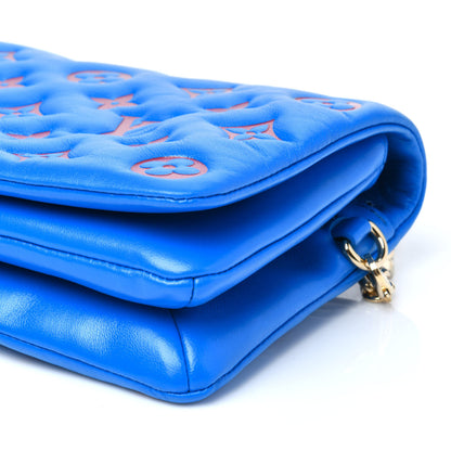 Louis Vuitton Lambskin Embossed Monogram Vuittamins Pochette Coussin Blue Red 9 of 10