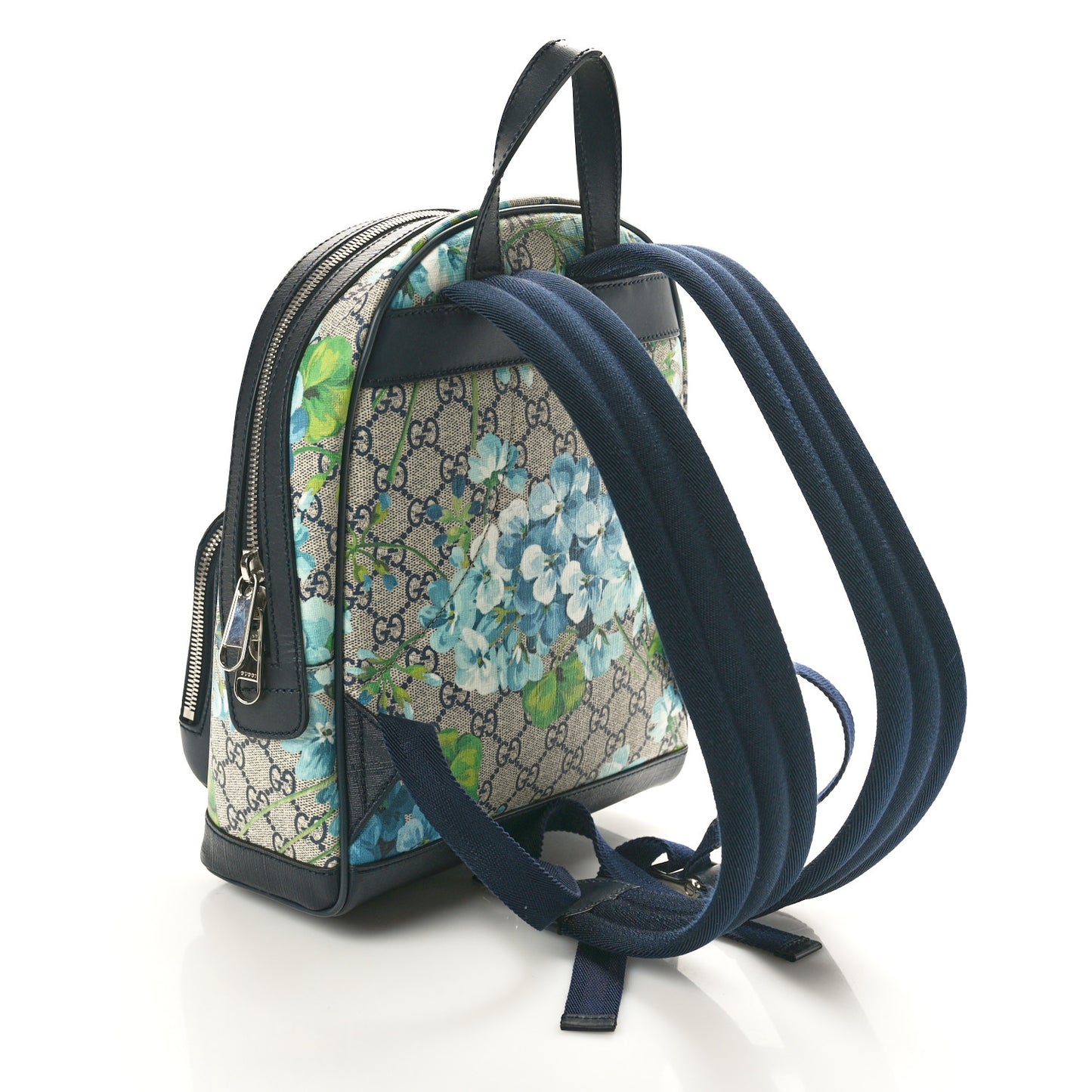 GG Supreme Monogram Blooms Small Day Backpack Blue