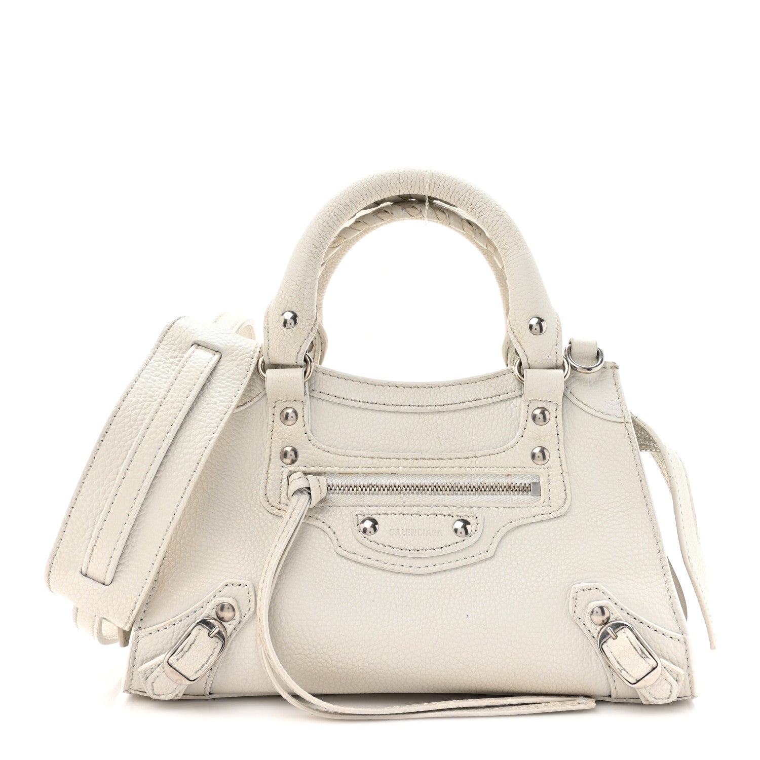 Balenciaga Grained Calfskin Neo Classic Silver Hardware Mini City White 1 of 16