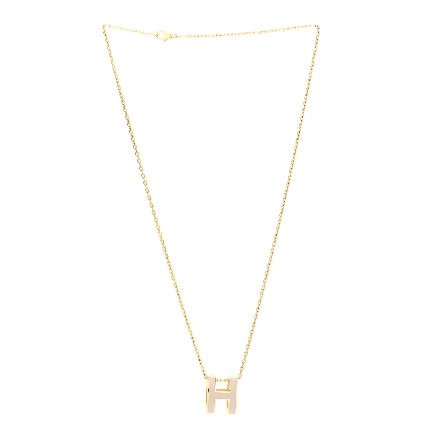 Hermes Lacquered Rose Gold Pop H Pendant Necklace Marron Glace 3 of 6