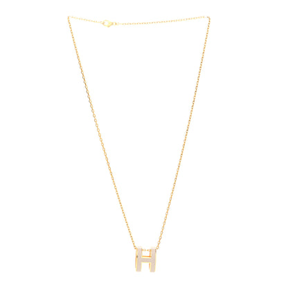 Hermes Lacquered Rose Gold Pop H Pendant Necklace Marron Glace 3 of 6