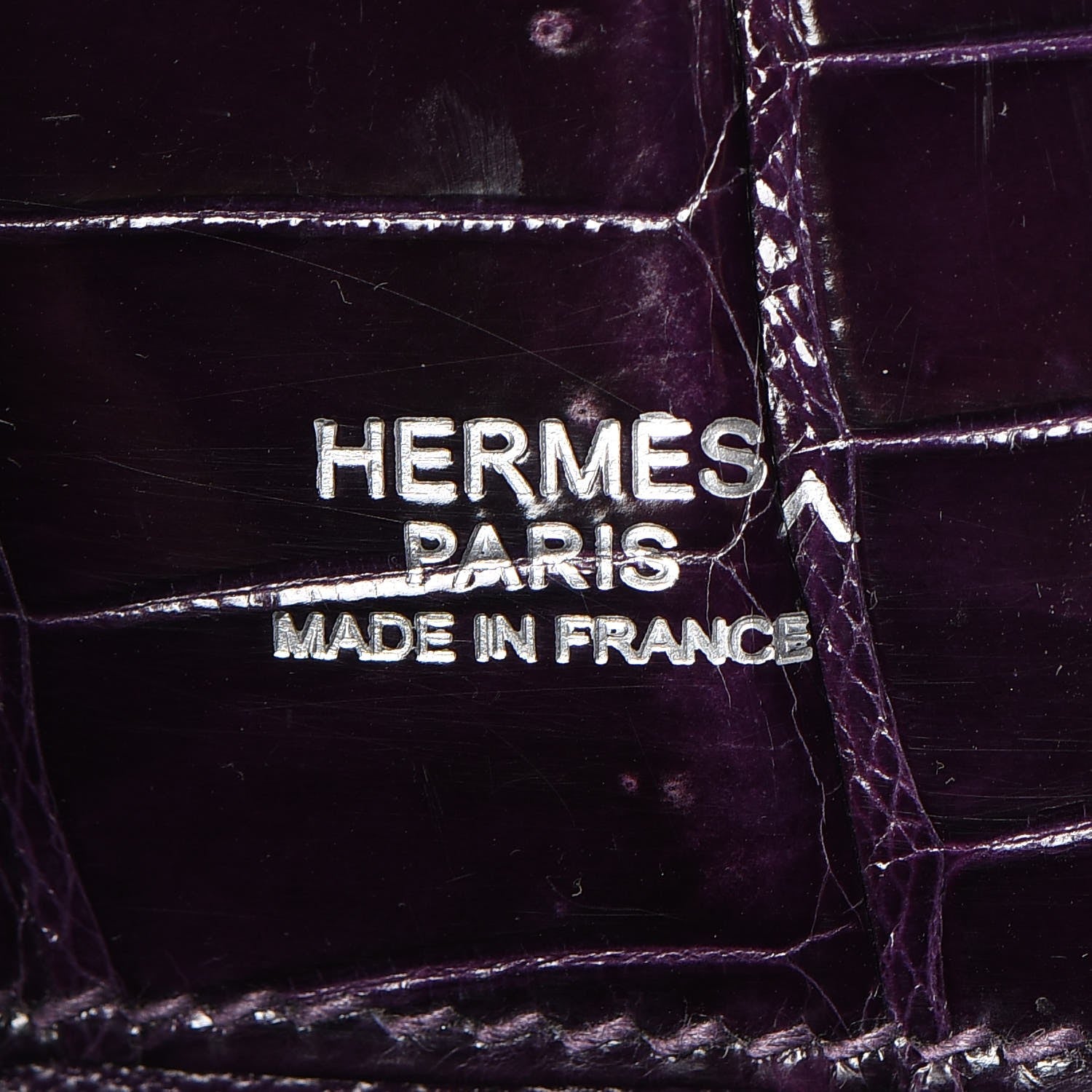 Hermes Shiny Porosus Crocodile Kelly Cut Pochette Aubergine 18 of 23