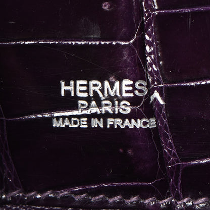 Hermes Shiny Porosus Crocodile Kelly Cut Pochette Aubergine 18 of 23