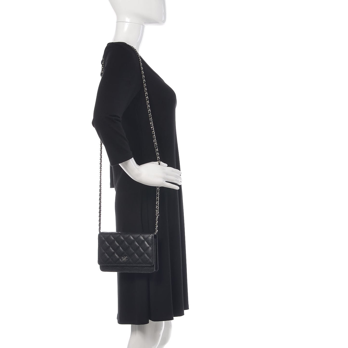 Caviar Quilted Wallet On Chain WOC Black