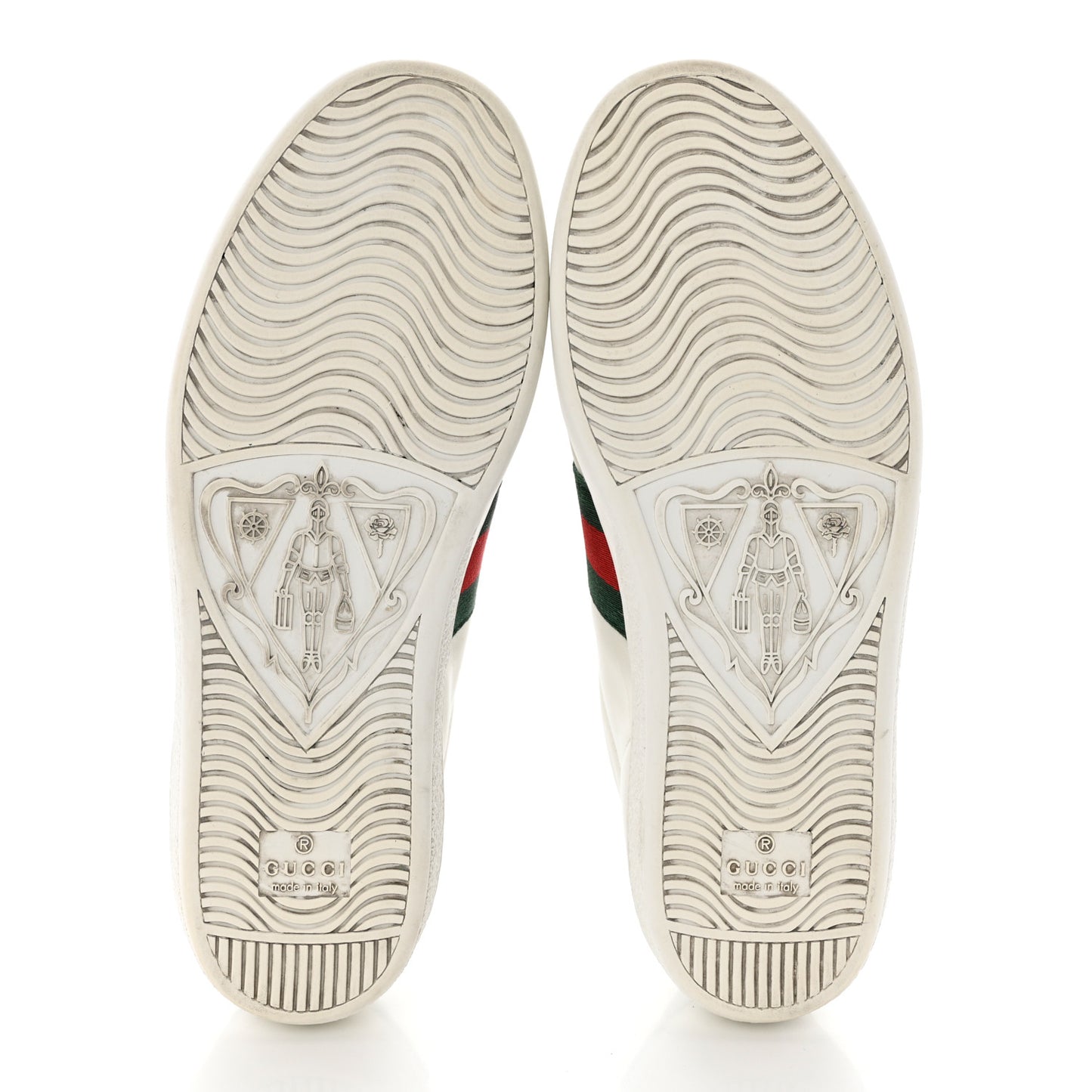 Calfskin Crocodile Web Womens Ace Sneakers 36 White Green