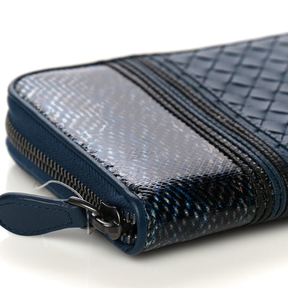 Bottega Veneta Nappa Embroidered Zip Around Wallet Blue 8 of 11