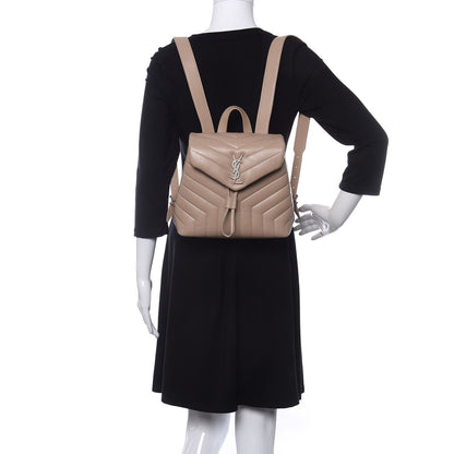 Saint Laurent Calfskin Y Quilted Monogram Small Loulou Backpack Dark Beige 2 of 13