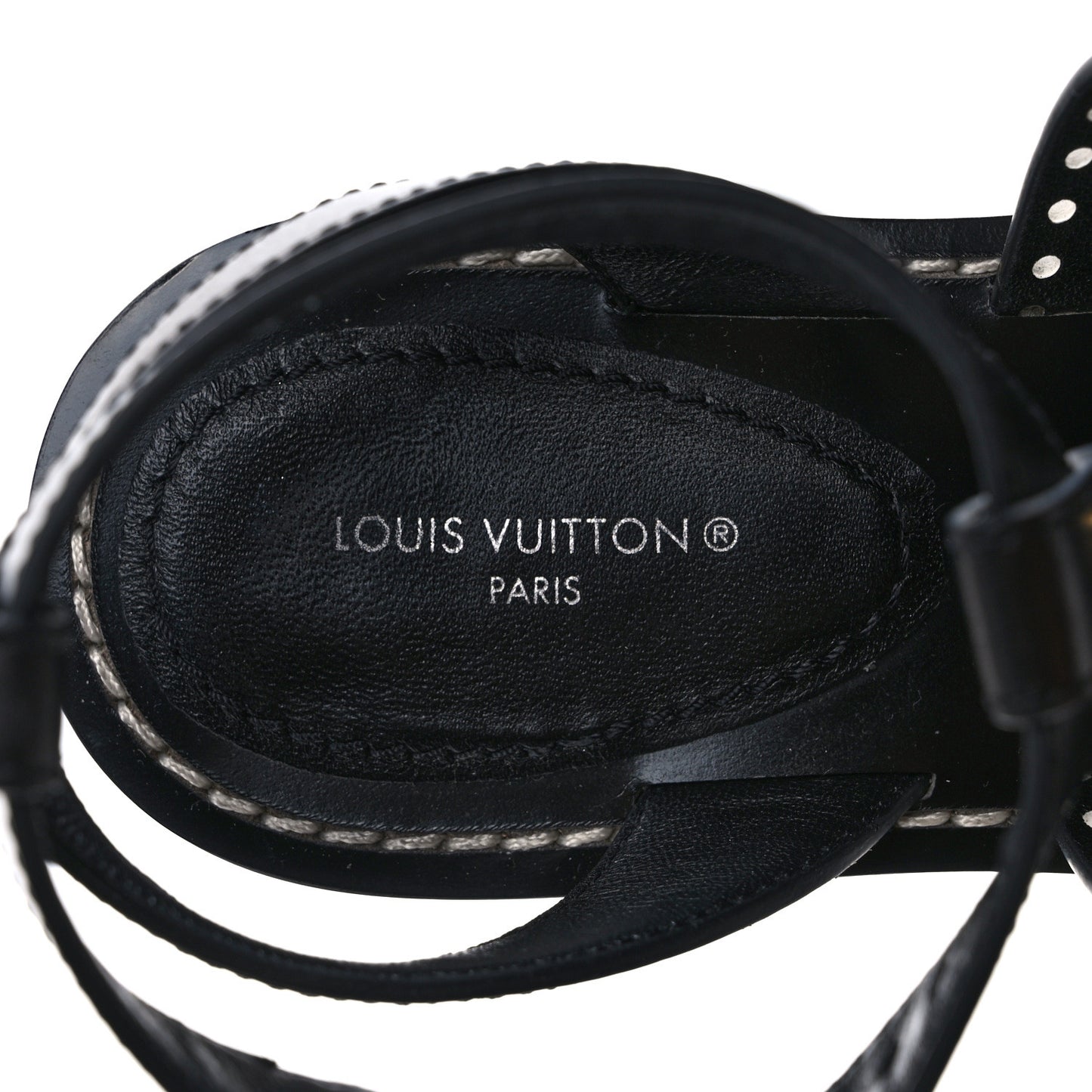 Soft Calfskin Perforated Horizon Flat Sandals 36 Black