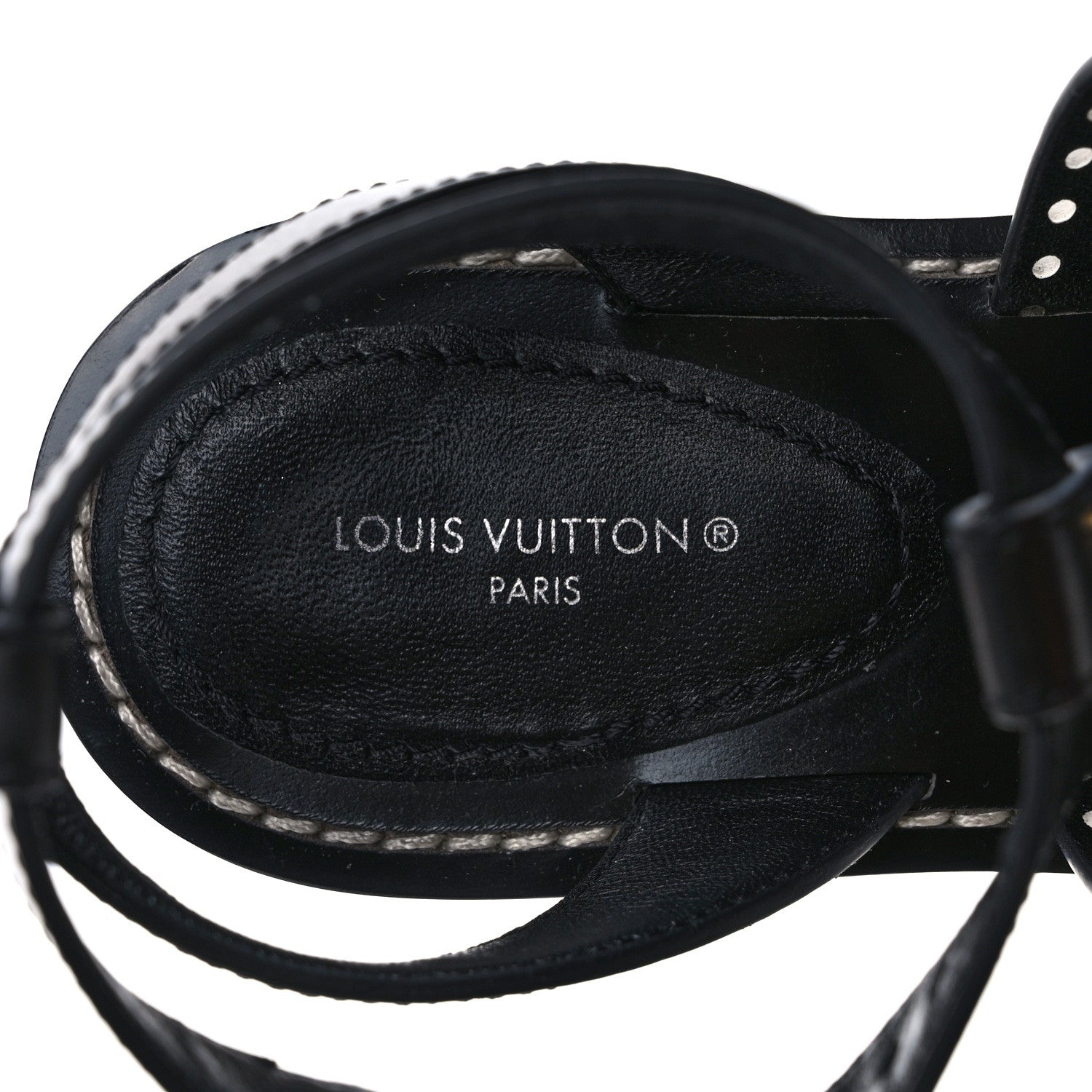 Louis Vuitton Soft Calfskin Perforated Horizon Flat Sandals 36 Black 7 of 8