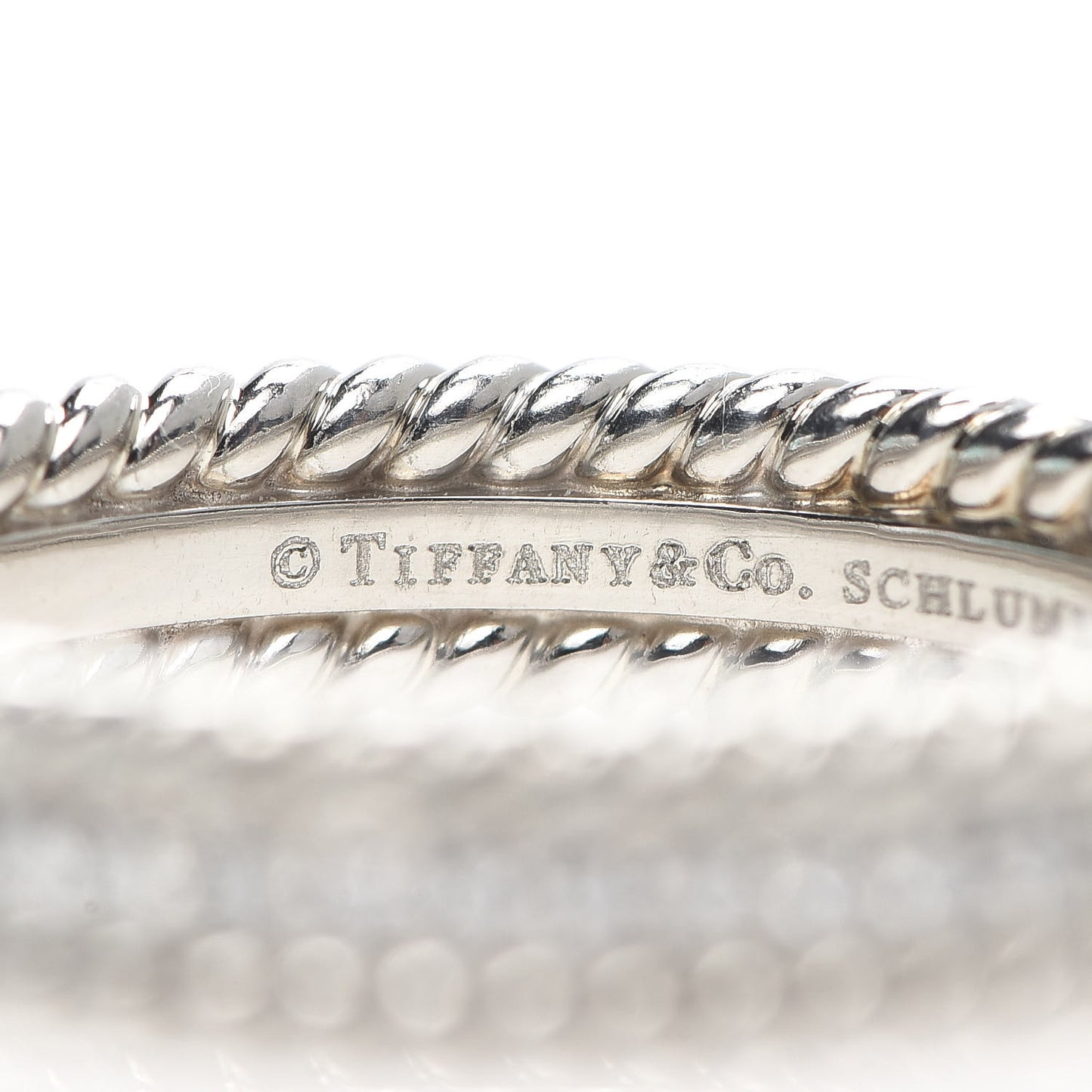 Platinum Diamond Schlumberger Rope Two-Row Ring 56 7.5