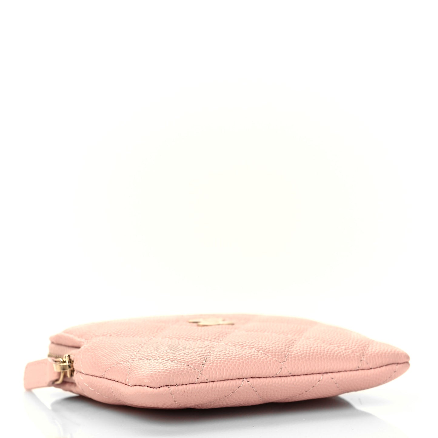 Caviar Quilted Zip Card Holder Wallet Light Pink