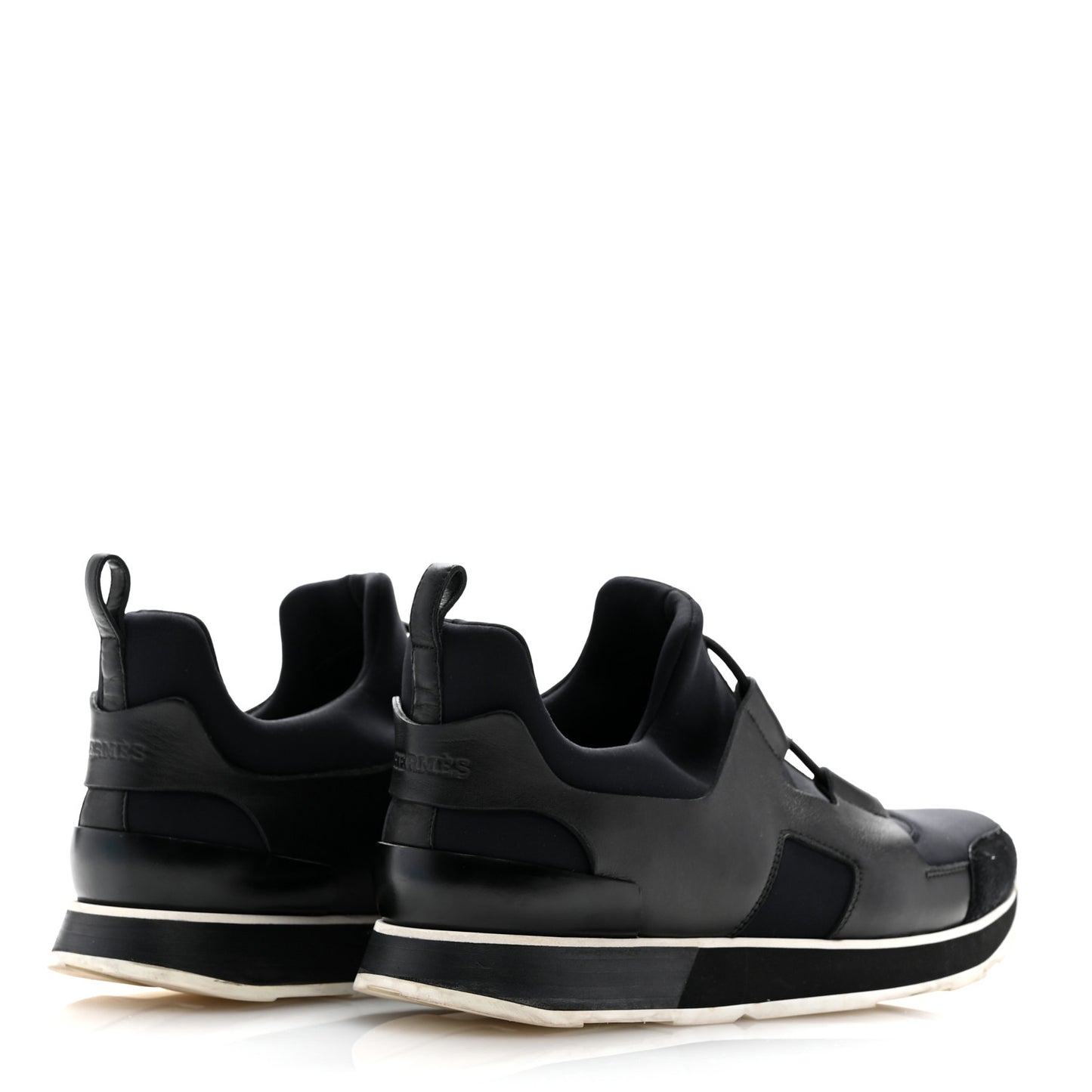 Technical Canvas Calfskin Goatskin Womens Player Sneakers 40 Marine Black