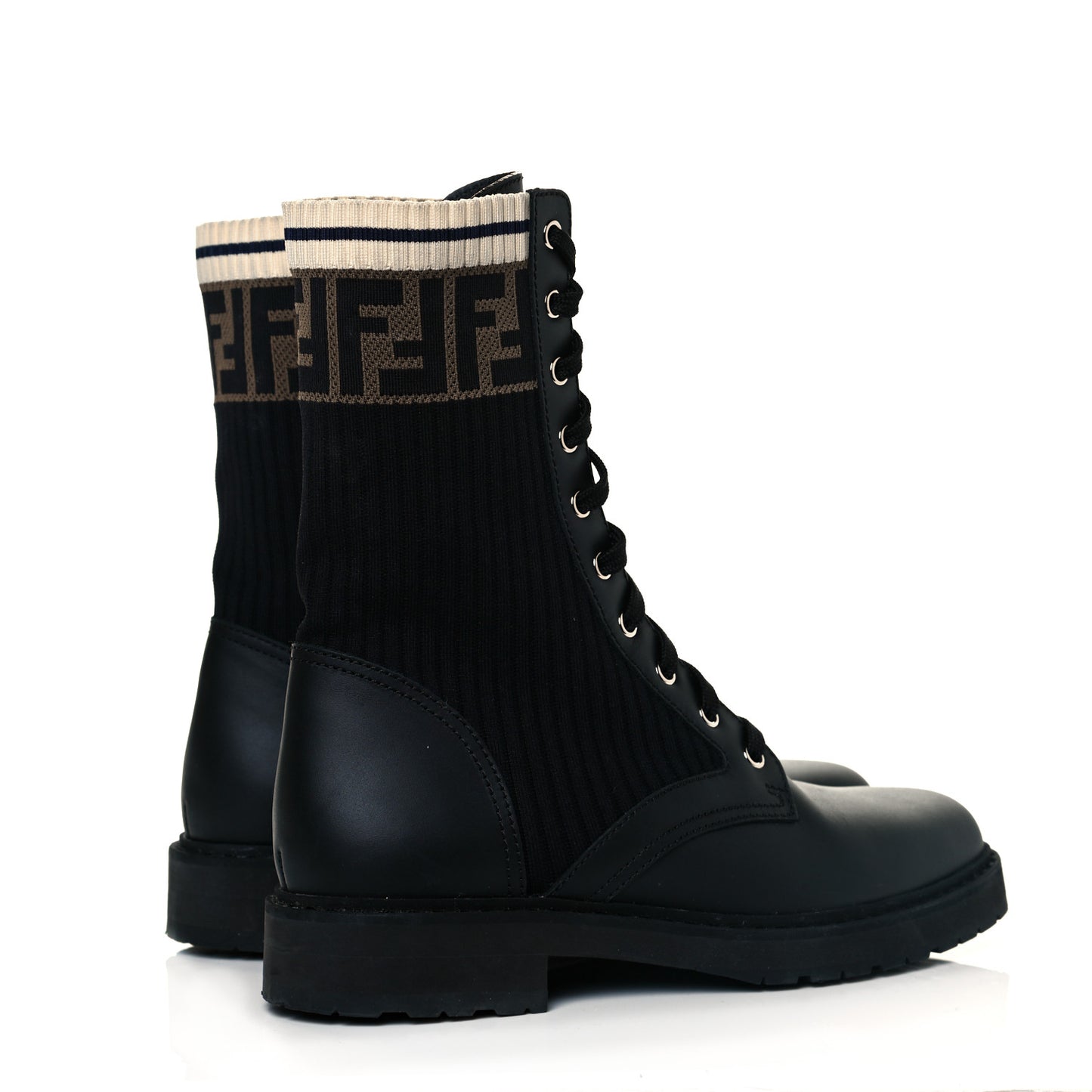 Calfskin Stretch Fabric Rockoko Biker Boots 39 Tobacco Black Marino