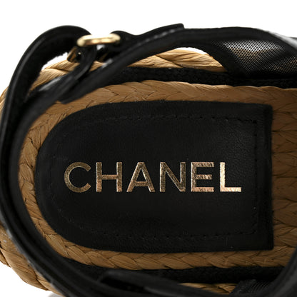 Chanel Mesh Patent Calfskin Velcro Dad Sandals 36.5 Black 8 of 12