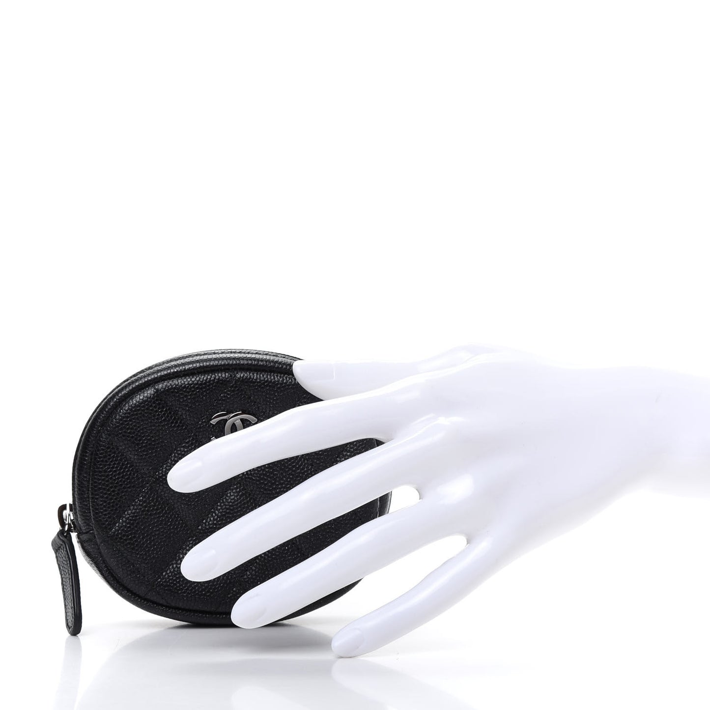 Iridescent Caviar Quilted Zip Around Classic Coin Purse Black