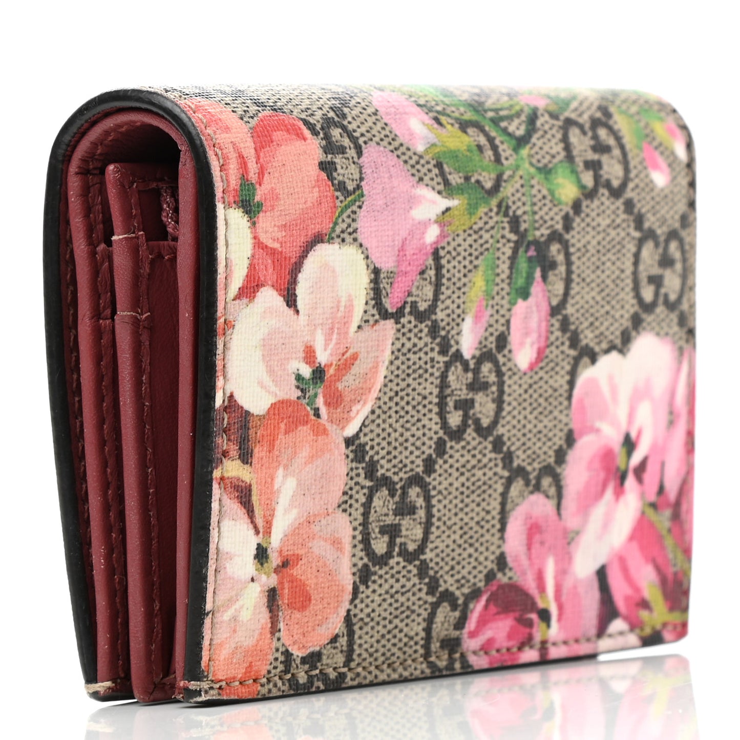 GG Supreme Monogram Blooms Card Case Beige Multicolor Dry Rose