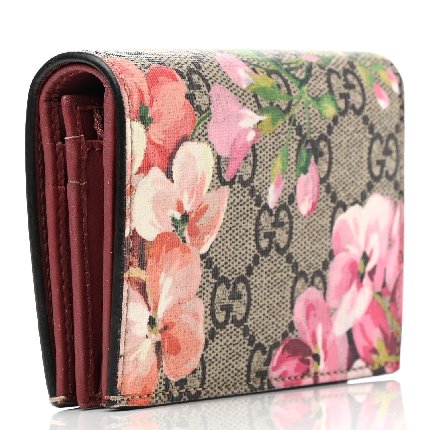 Gucci GG Supreme Monogram Blooms Card Case Beige Multicolor Dry Rose 3 of 10
