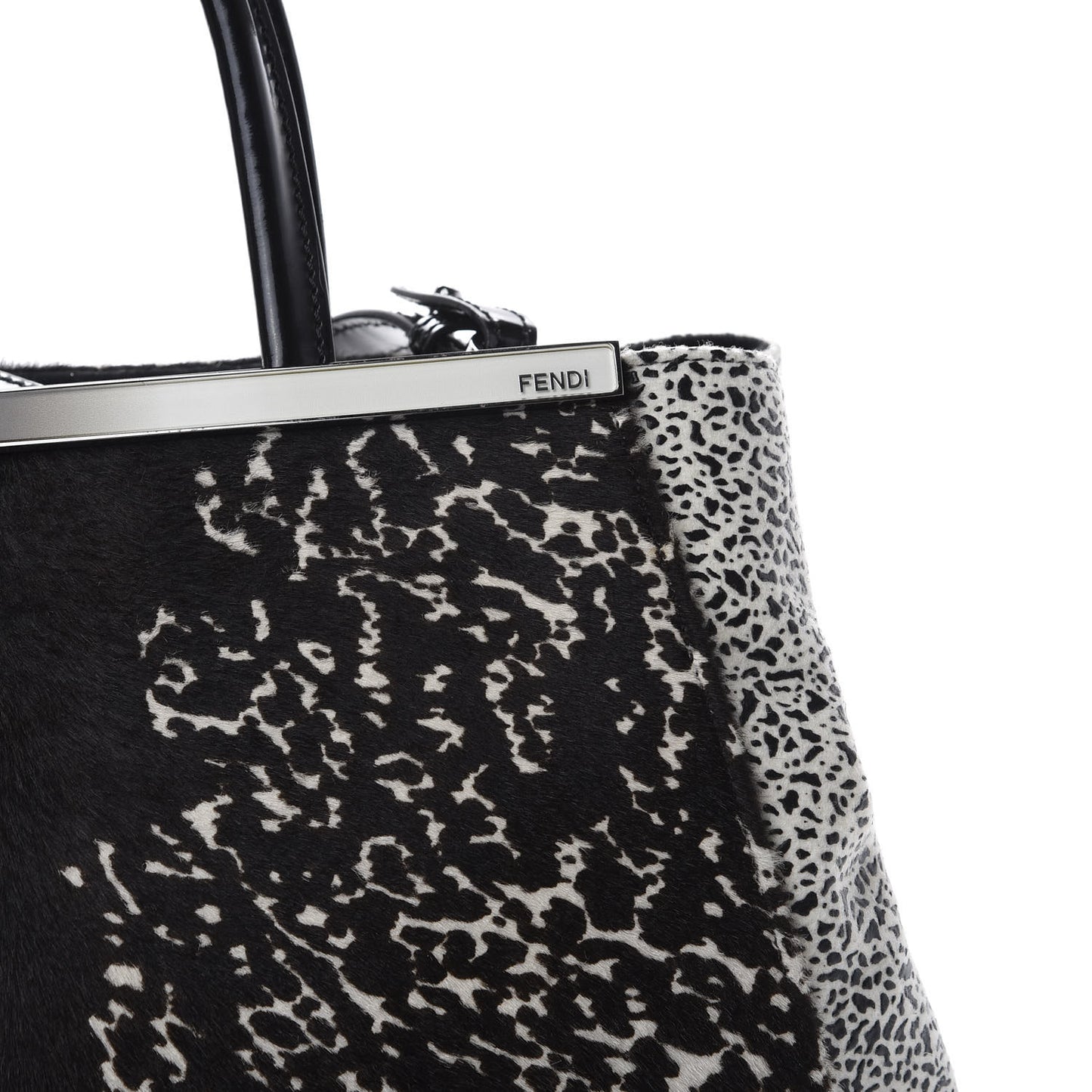 Calf Hair Patent Regular 2jours Tote Black White
