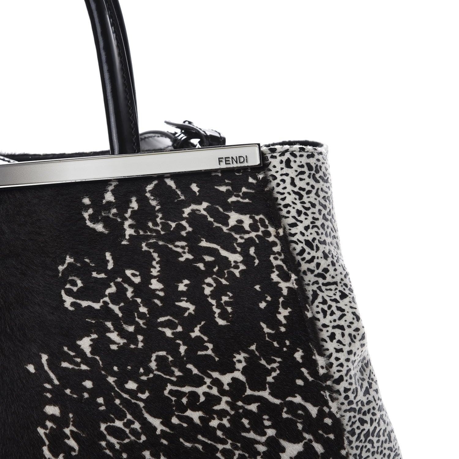 Fendi Calf Hair Patent Regular 2jours Tote Black White 11 of 12