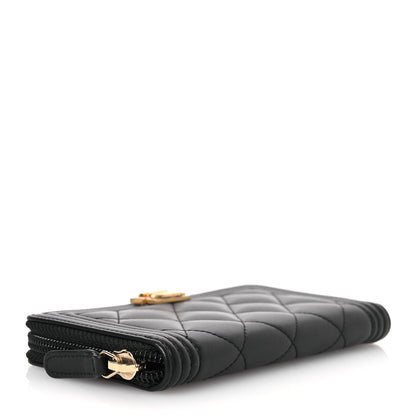Chanel Lambskin Quilted Small Boy Zip Around Wallet Black 4 of 10