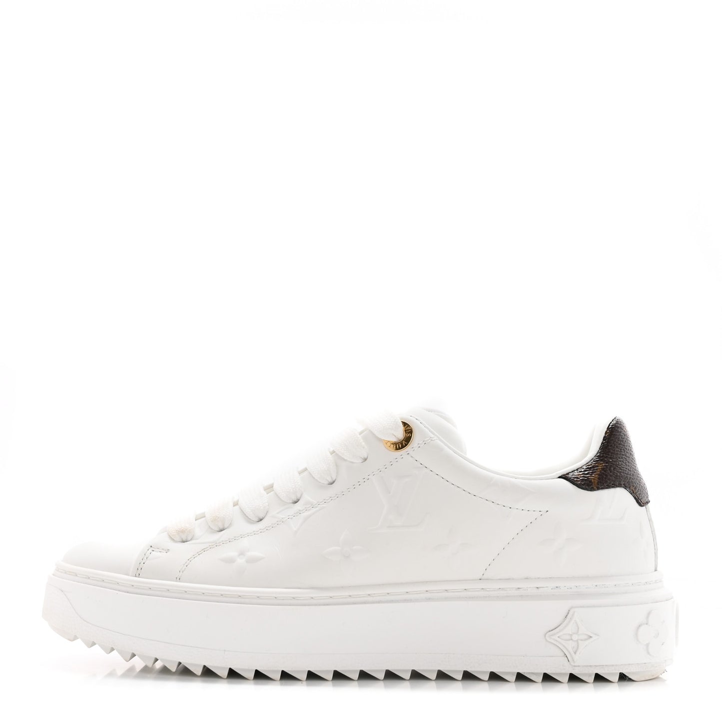 Lambskin Embossed Monogram Time Out Sneakers White