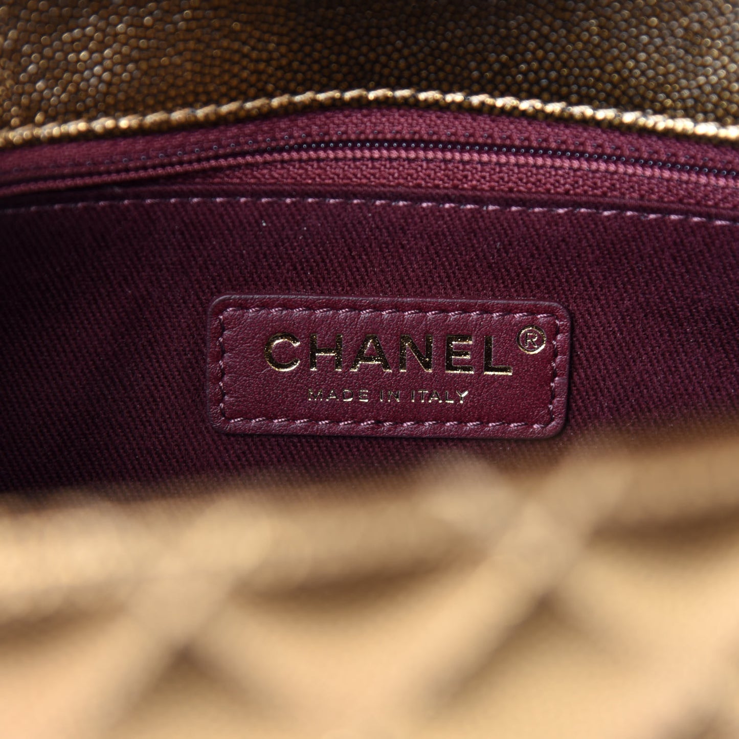 Metallic Caviar Quilted Small Coco Handle Flap Gold