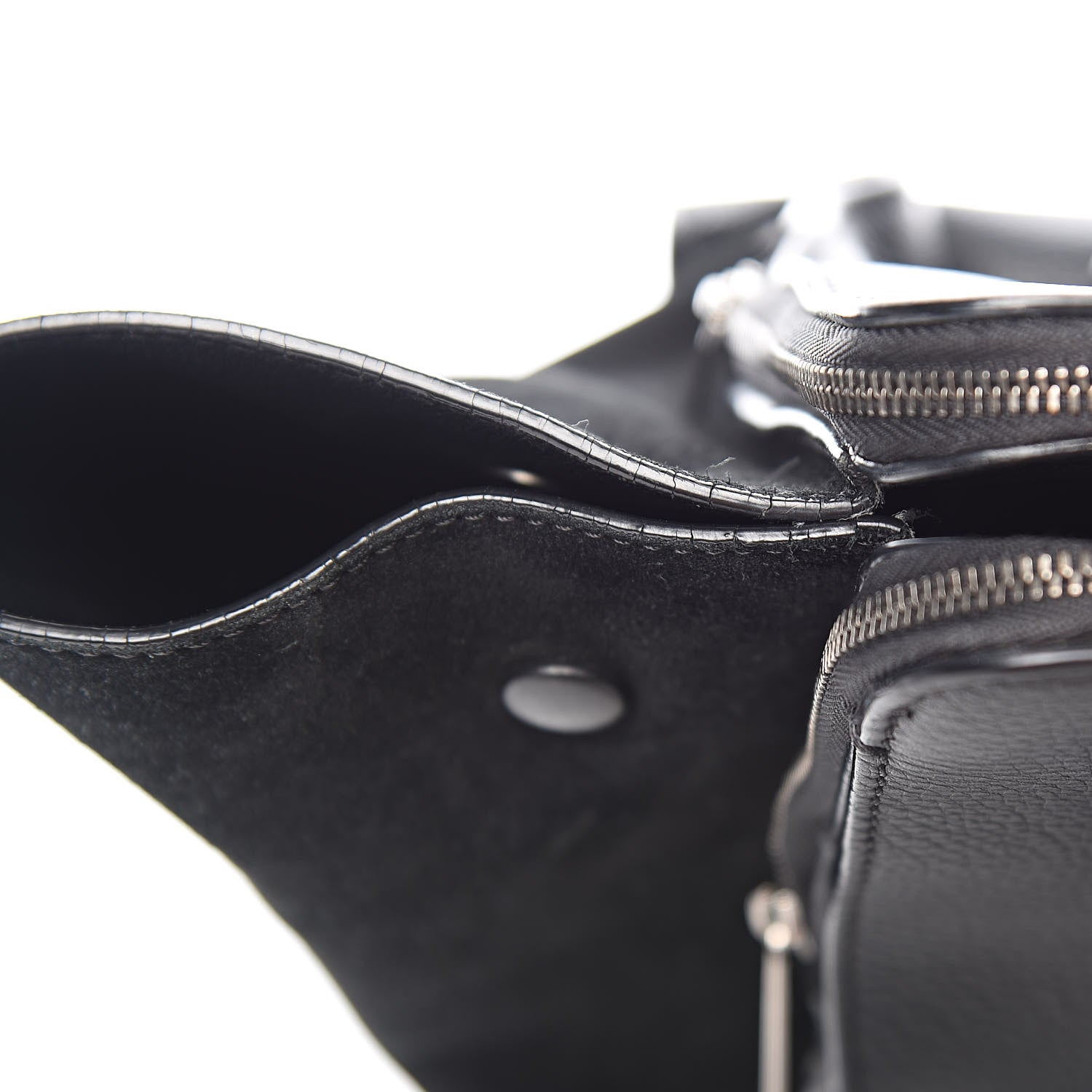 Celine Drummed Calfskin Suede Double Zip Trapeze Black 7 of 13