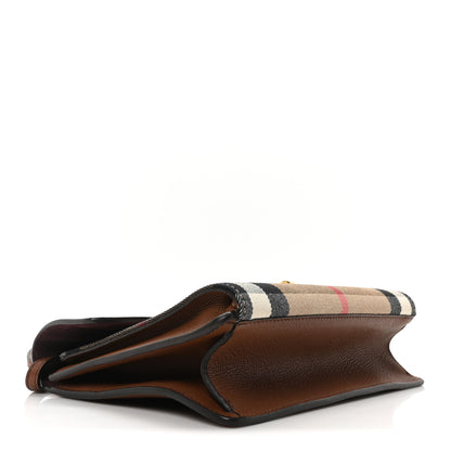 Burberry Derby Calfskin House Check Small Macken Crossbody Bag Tan 4 of 10