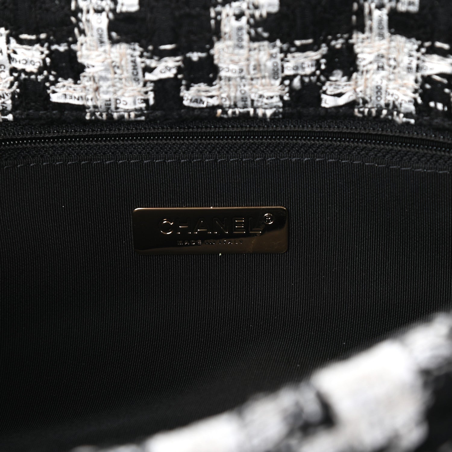 Chanel Tweed Quilted Maxi Chanel 19 Flap Black Ecru White 6 of 10