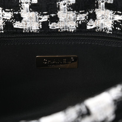 Chanel Tweed Quilted Maxi Chanel 19 Flap Black Ecru White 6 of 10