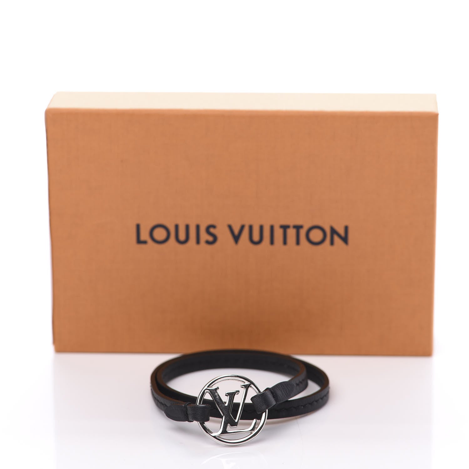 Louis Vuitton Calfskin LV Circle Double Wrap Bracelet Black 4 of 4