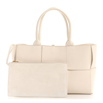 Bottega Veneta Grained Calfskin Maxi Intrecciato Small Arco Tote White 3 of 12