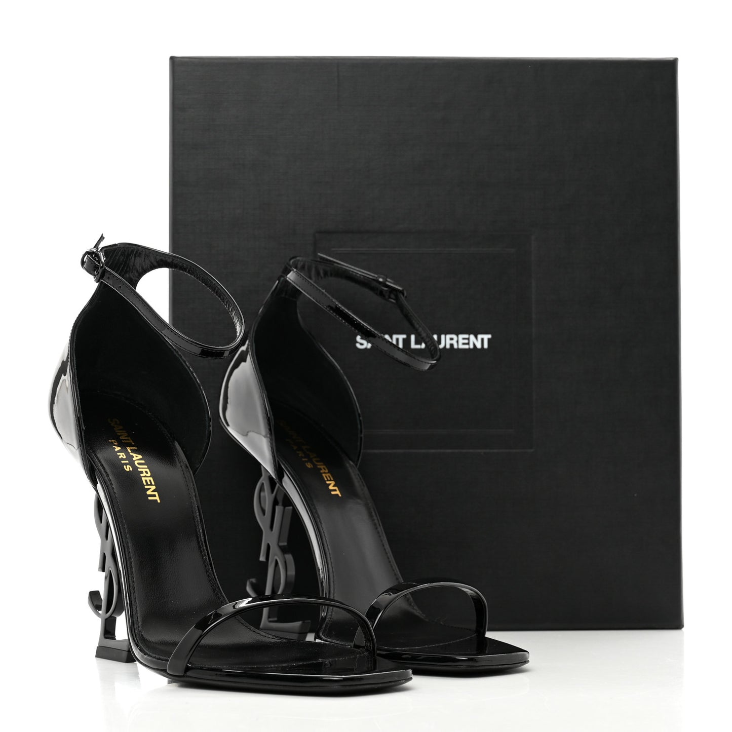 Patent Calfskin Opyum 110 Sandals 38.5 Black