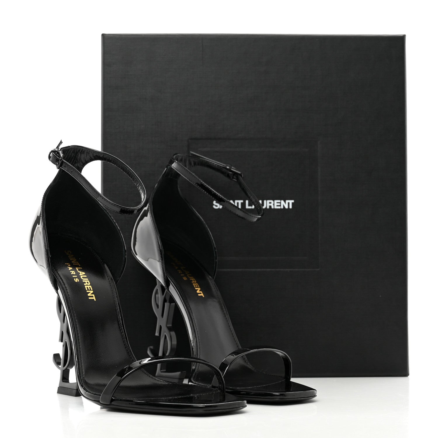 Saint Laurent Patent Calfskin Opyum 110 Sandals 38.5 Black 8 of 8
