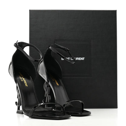 Saint Laurent Patent Calfskin Opyum 110 Sandals 38.5 Black 8 of 8