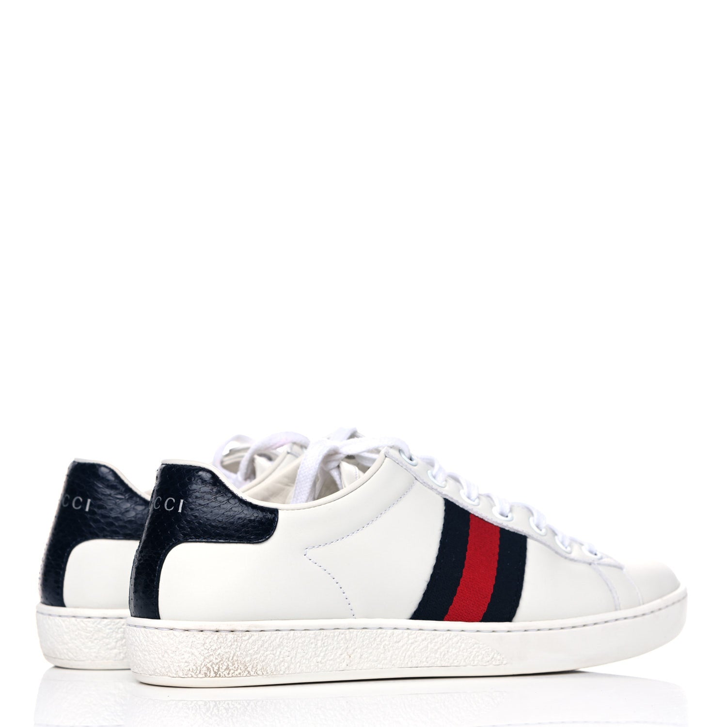 Gucci Calfskin Ayers Web Ace Sneakers 36 White Blue 4 of 5