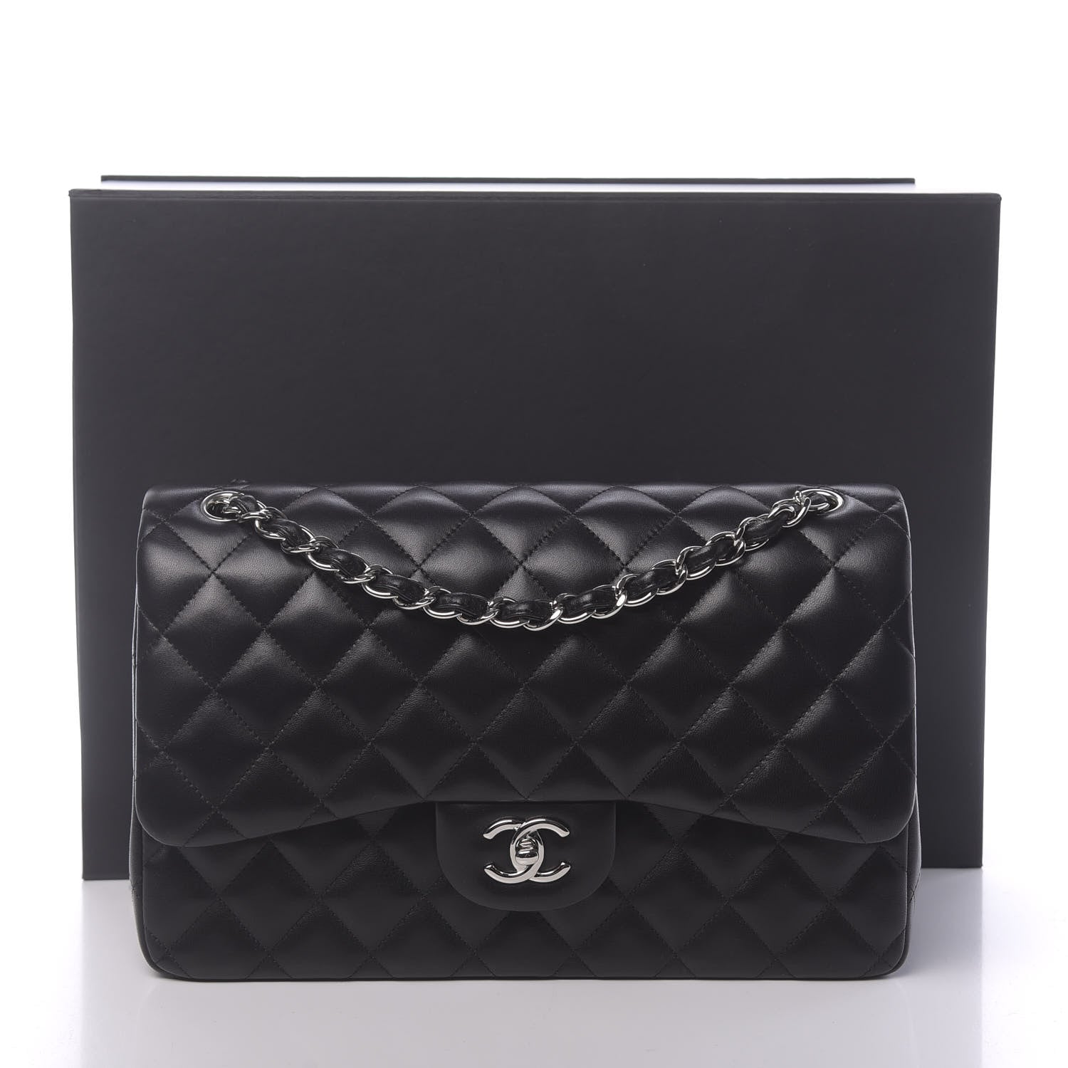 Chanel Lambskin Quilted Jumbo Double Flap Black 12 of 12