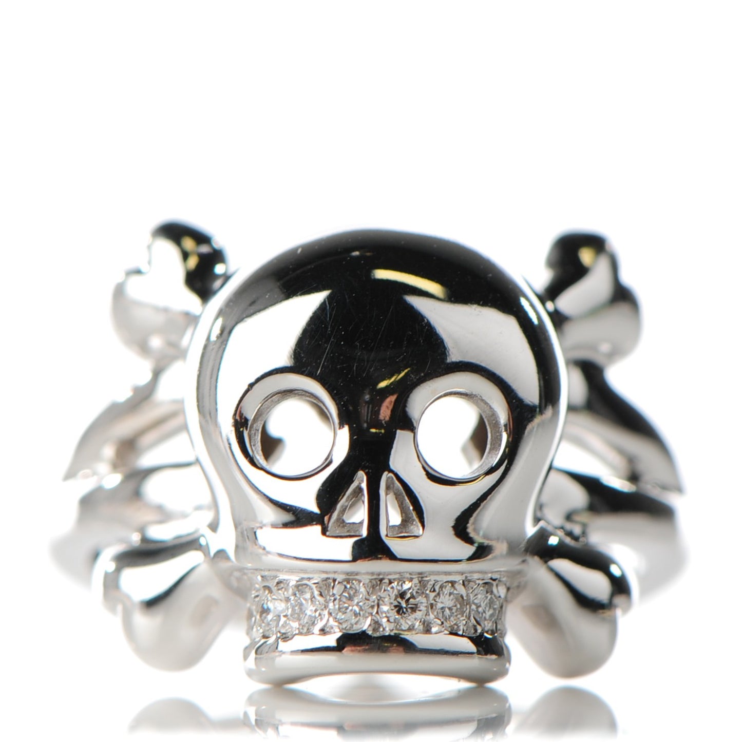 18K White Gold Diamond Tete de Mort Ring 7.75