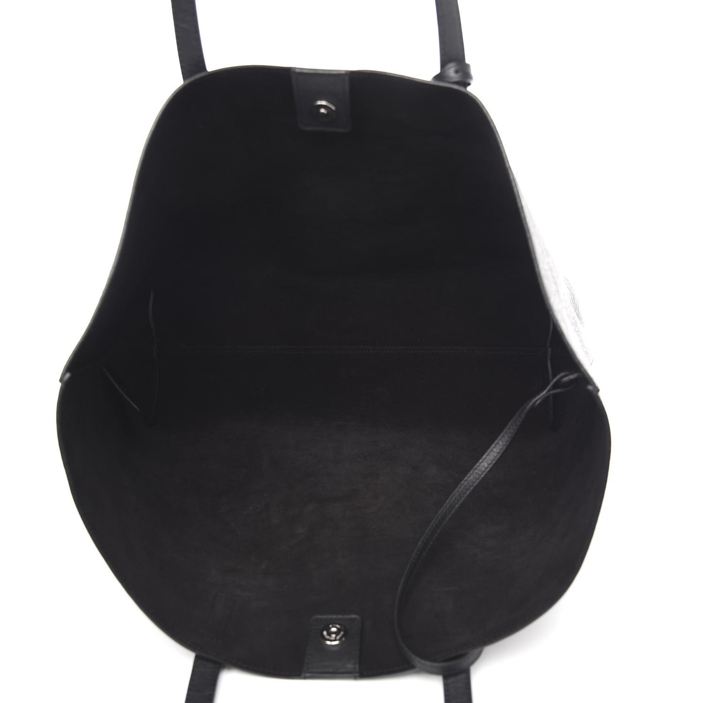 Calfskin Crocodile Embossed Large Shopper Tote Black