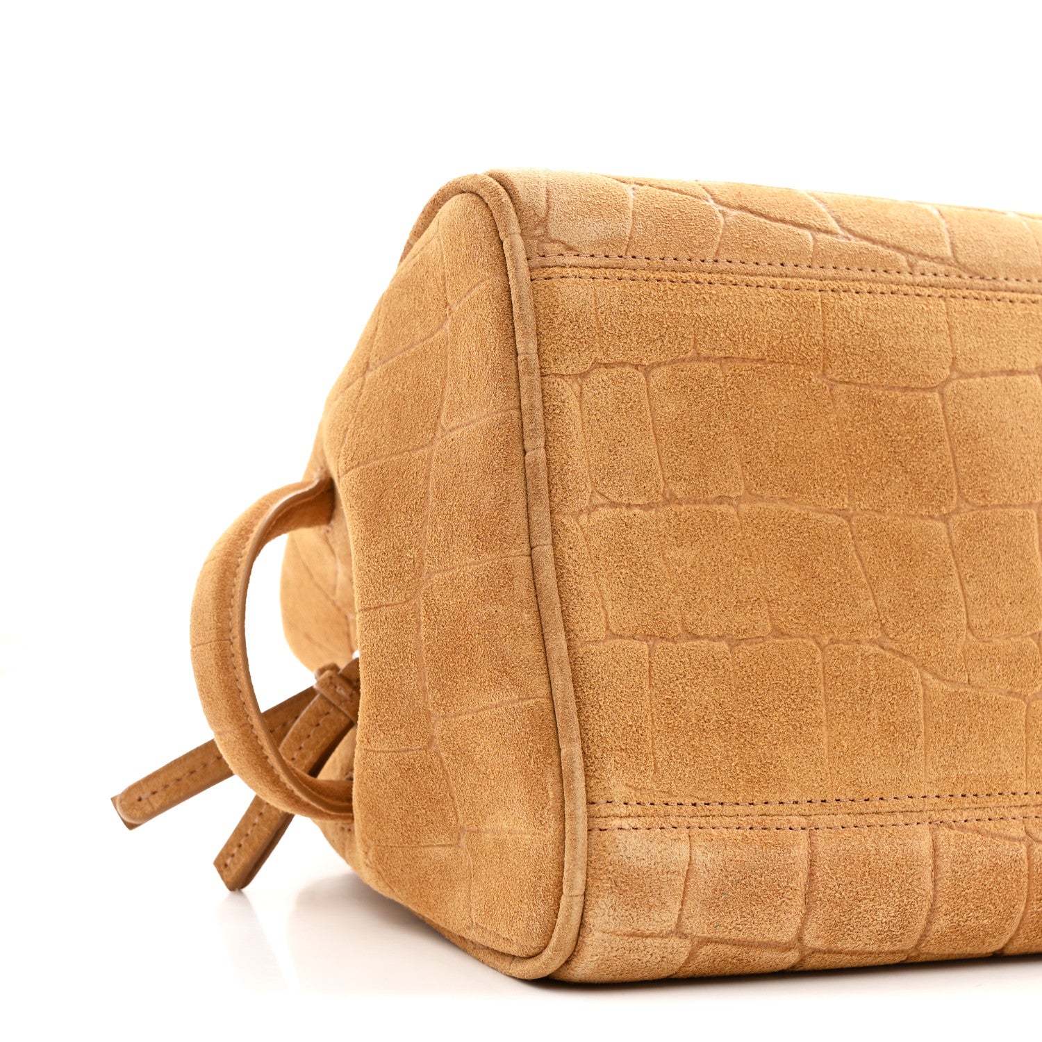 Jacquemus Suede Crocodile Embossed Le Turismo Bowling Bag Camel