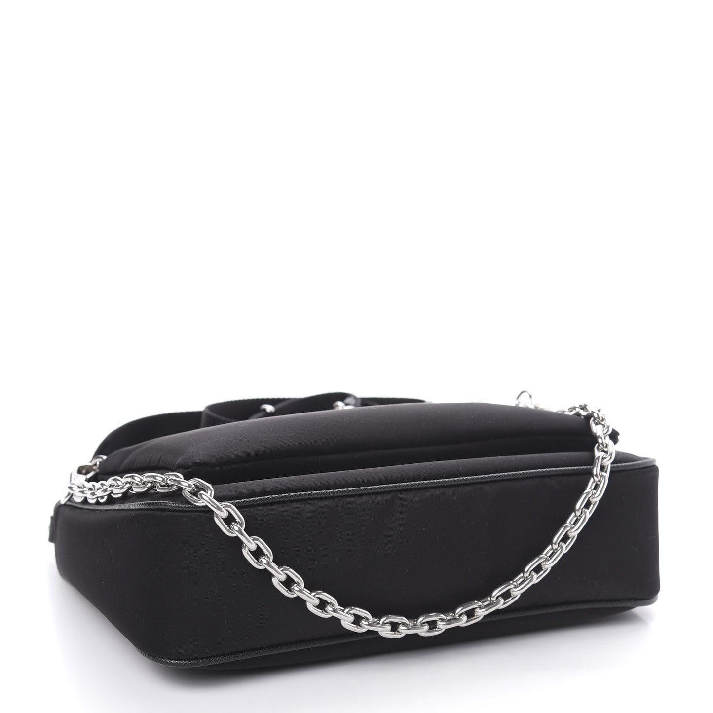 Re-Nylon Saffiano Double Pouch Shoulder Bag Black Black