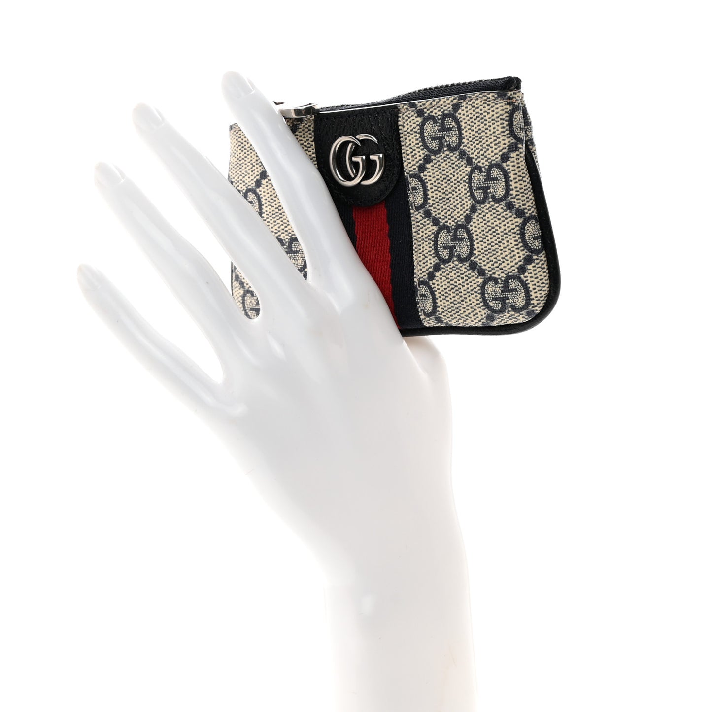 GG Supreme Monogram Web Ophidia Key Case Beige Blue