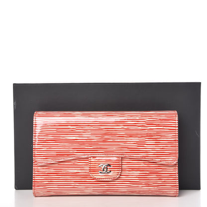 Chanel Patent Calfskin Striped Long Flap Wallet Red 9 of 9