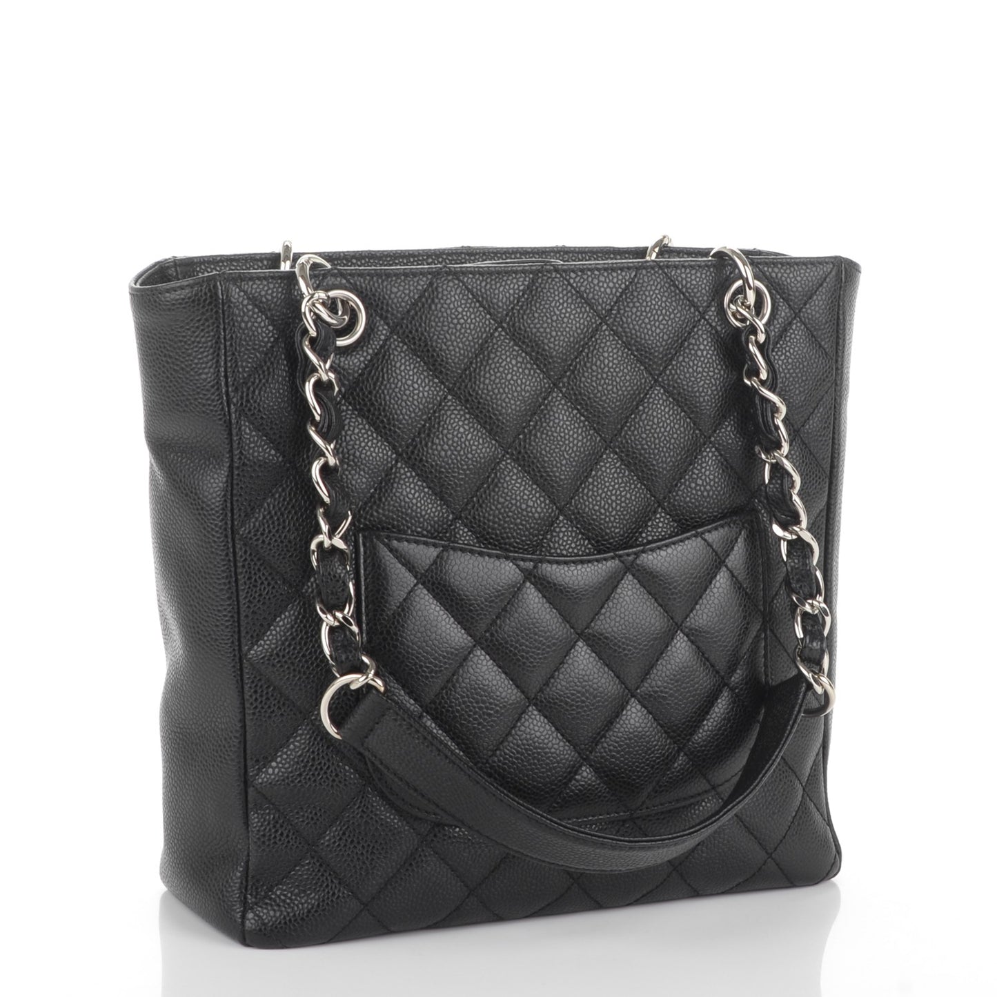 Caviar Quilted Petit Shopping Tote PST Black