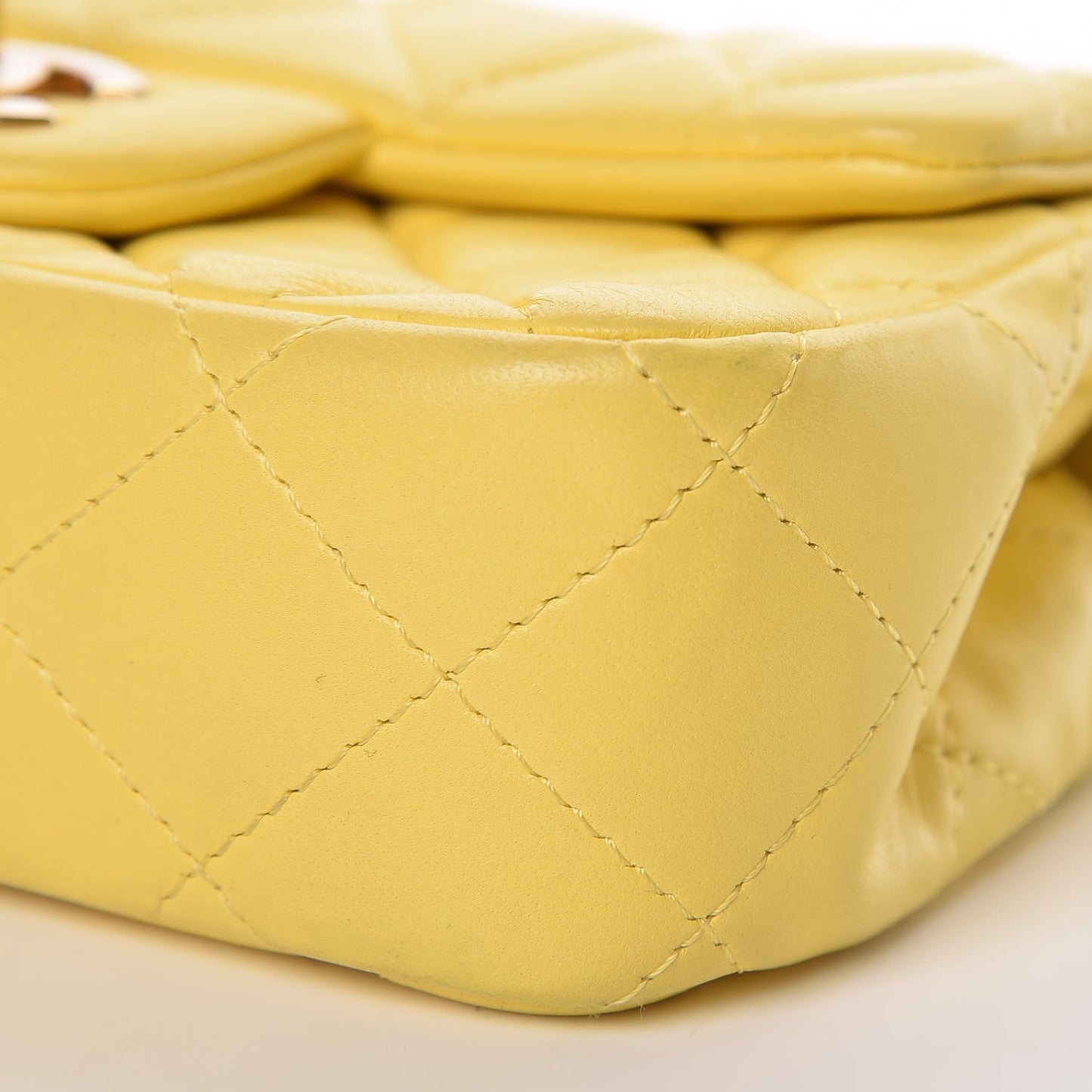 Lambskin Quilted Extra Mini Rectangular Flap Yellow